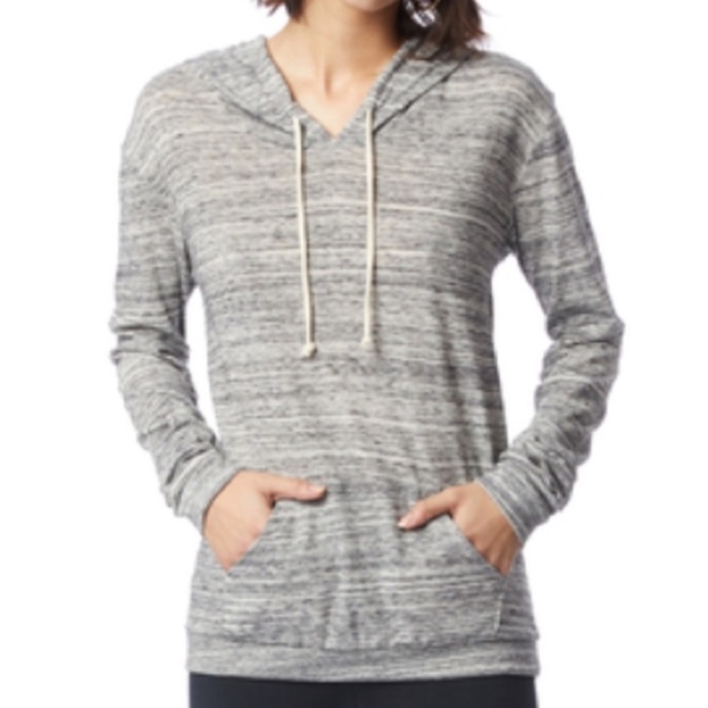 NEW Alternative Apparel Women’s Classic Printed Eco-Jersey Gray Pullover Hoodie